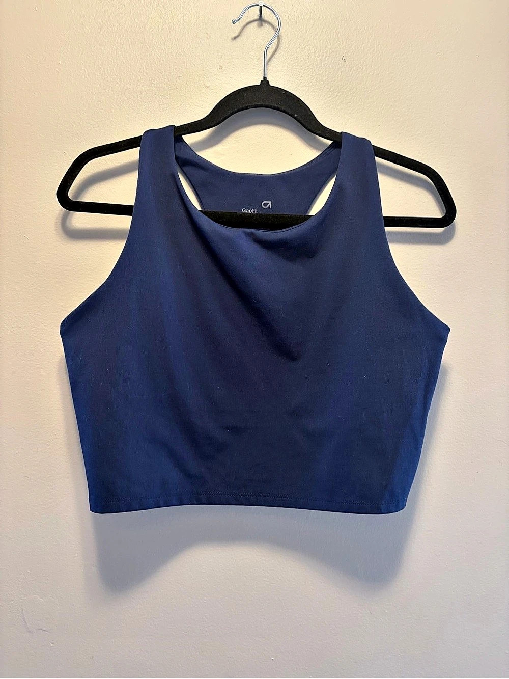 GapFit Smooth Racerback Crop Tank Top Blue Large